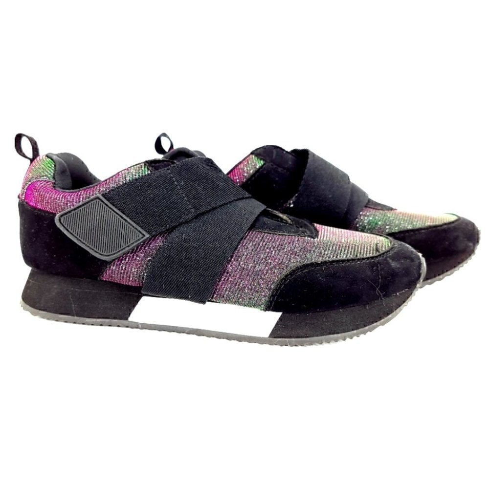 Juicy Couture Women's 6.5 Metalic Irridescent Hook and Loop Fashion Sneakers